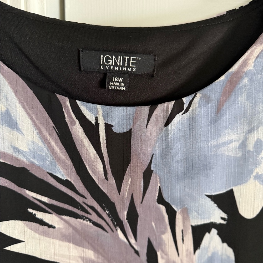 Ronni Nicole Black Dress with Blue Floral Design - Picture 2 of 4